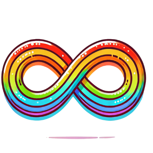 Illustration of a rainbow-coloured infinity symbol