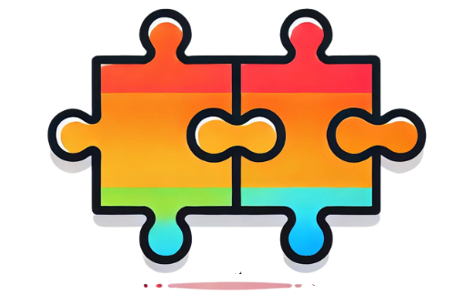 Image / Illustration of 2 puzzle rainbow-coloured puzzle pieces connecting